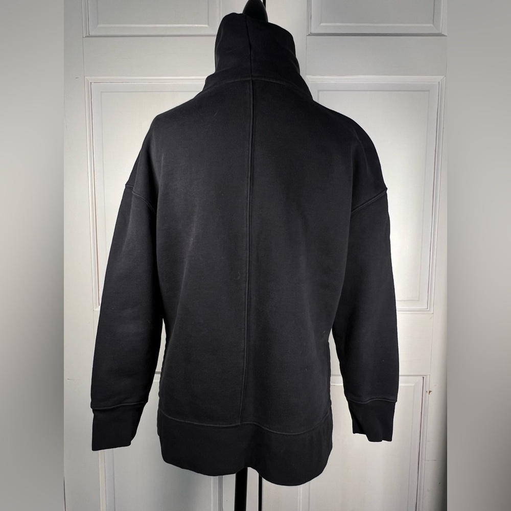 Athleta 24/7 Funnel Neck Sweatshirt Black Side Slits Inside Fleece Size Small - Picture 4 of 9